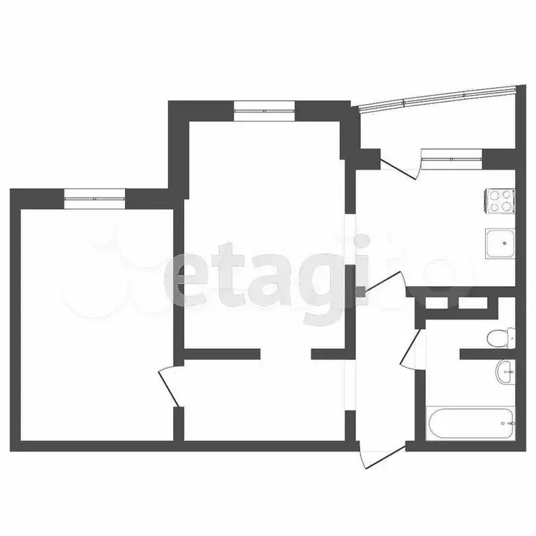 2-к. квартира, 59 м, 1/14 эт. - Фото 0