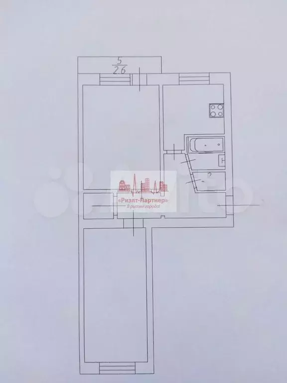 2-к. квартира, 44,4 м, 3/5 эт. - Фото 0