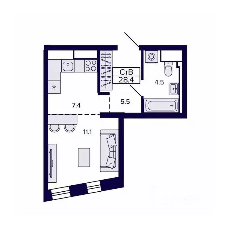 Студия Хабаровский край, Хабаровск ул. Карла Маркса, 96/1 (28.45 м) - Фото 1