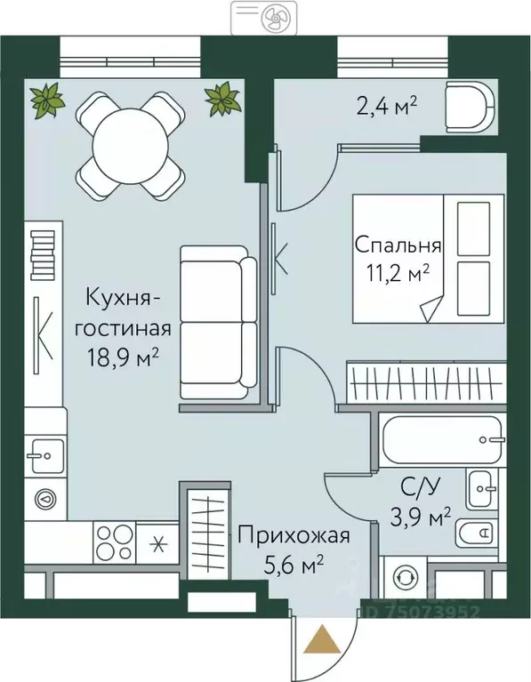 1-к кв. Волгоградская область, Волгоград Новосибирская ул., 74 (42.0 ... - Фото 0