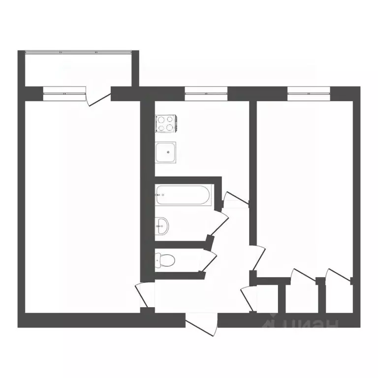 2-к кв. Тюменская область, Тюмень ул. Коммунаров, 7 (43.2 м) - Фото 1