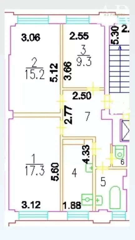 3-к кв. Москва Новая Басманная ул., 4-6С3 (64.1 м) - Фото 2