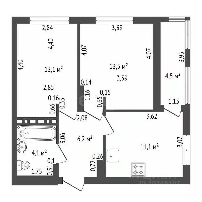 2-к кв. Башкортостан, Уфа ул. Воинов-Интернационалистов, 5 (47.0 м) - Фото 2