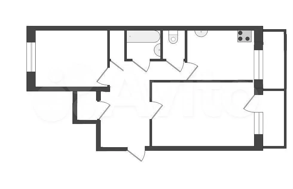 2-к. квартира, 52,6 м, 1/5 эт. - Фото 0