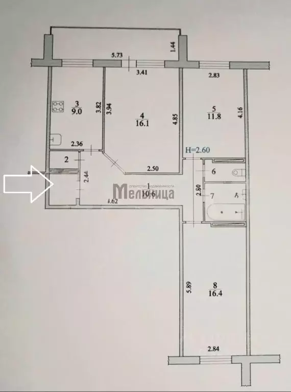 3-к кв. Волгоградская область, Волгоград ул. Маршала Воронова, 10 ... - Фото 2