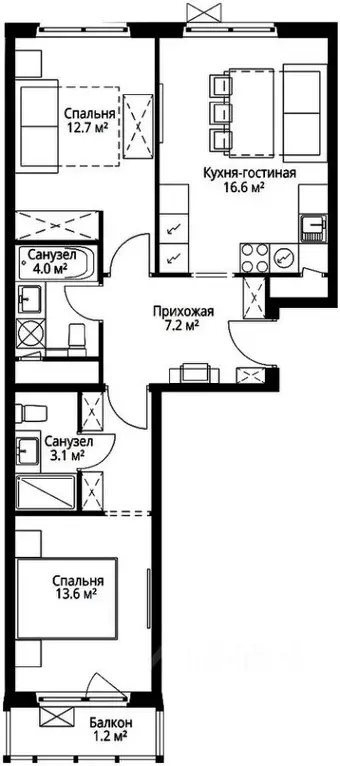 2-к кв. Московская область, Ленинский городской округ, д. Сапроново, ... - Фото 1