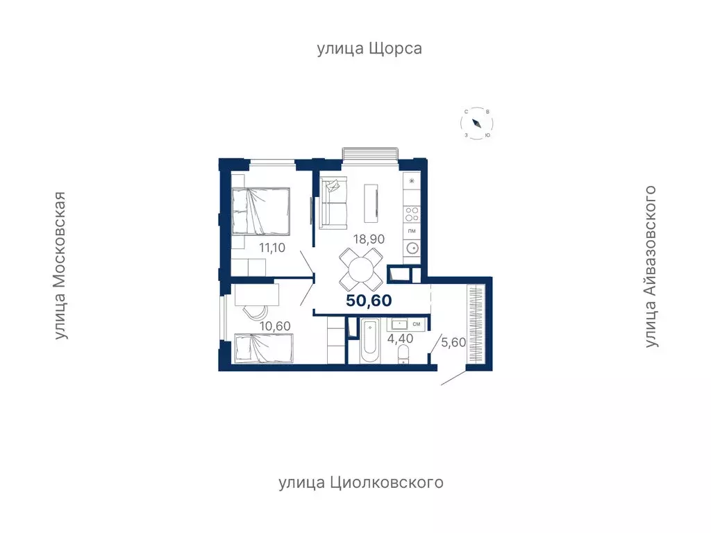 2-комнатная квартира: Екатеринбург, Московская улица, 249/2 (50.6 м) - Фото 0