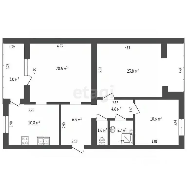 3-к кв. Марий Эл, Йошкар-Ола Пролетарская ул., 46 (84.6 м) - Фото 0