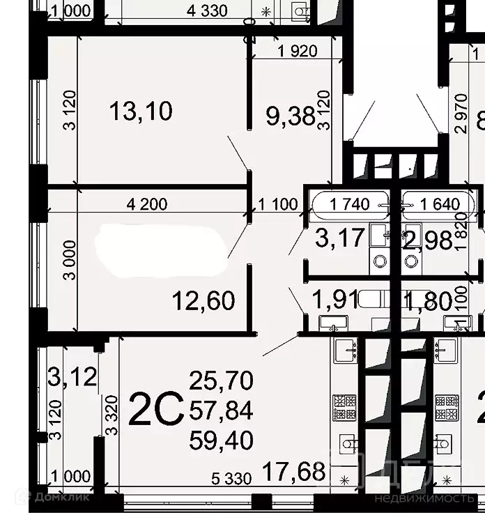 Продаётся 2-к квартира, 61 м - Фото 1