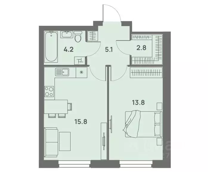 2-к кв. Пермский край, Пермь Трамвайная ул., 27 (41.7 м) - Фото 1