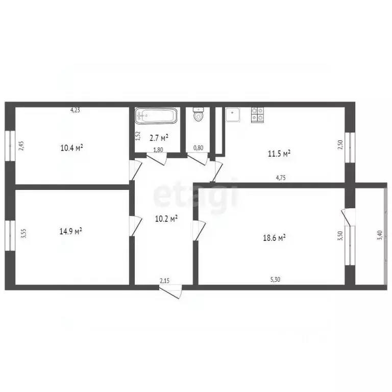 3-к кв. Брянская область, Клетня рп, 1-й мкр 1 (70.0 м) - Фото 1