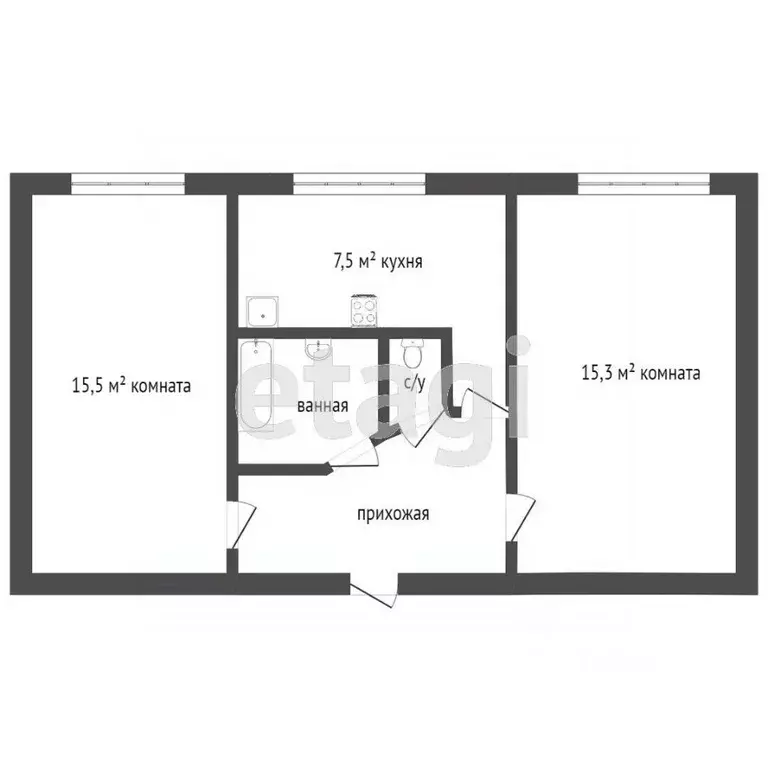 2-к кв. Санкт-Петербург Октябрьская наб., 80К2 (45.9 м) - Фото 2