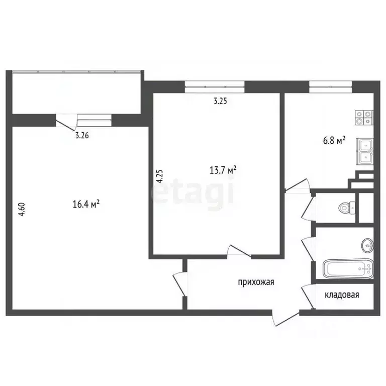 2-к кв. Москва Сумской проезд, 12К3 (47.0 м) - Фото 2