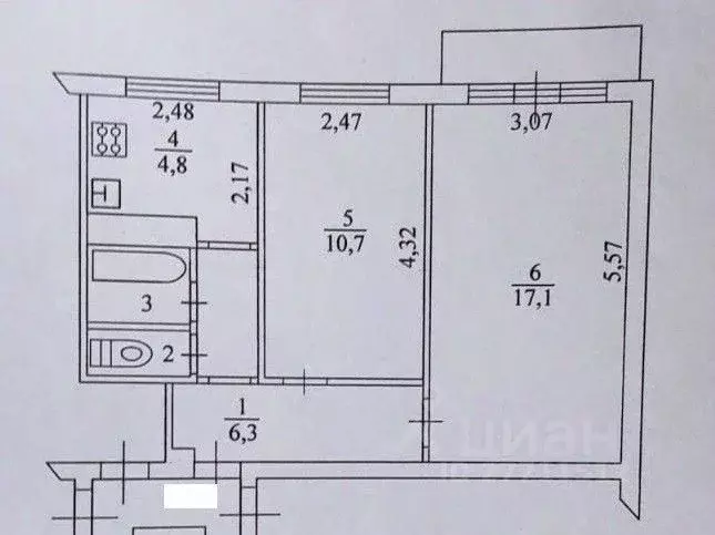 2-к кв. Ленинградская область, Гатчина ул. Чехова, 18 (42.6 м) - Фото 2