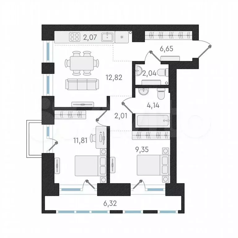 3-к. квартира, 50,9м, 4/8эт. - Фото 0