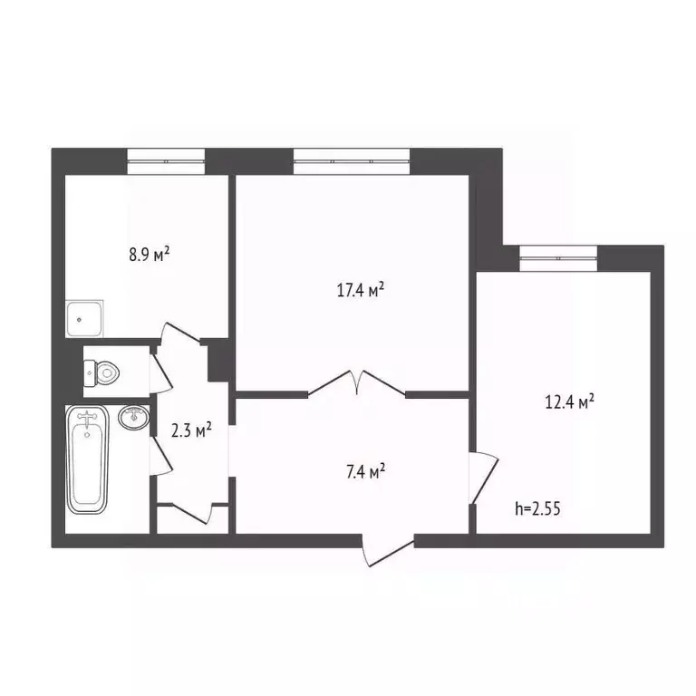 2-к кв. Красноярский край, Красноярск Судостроительная ул., 117 (52.6 ... - Фото 1
