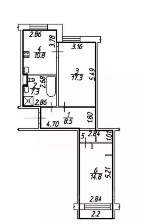 2-к кв. Ленинградская область, Всеволожский район, пос. Бугры ул. ... - Фото 2