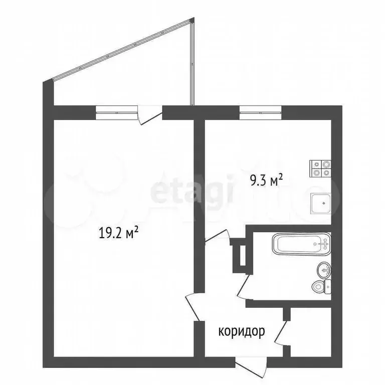 1-к. квартира, 36,1 м, 9/9 эт. - Фото 0