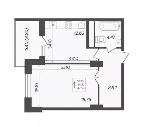 1-комнатная квартира: Краснодар, улица имени Дзержинского, 95 (44.5 м) - Фото 0