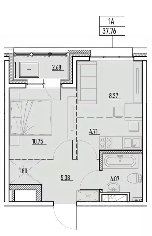 2-к кв. Иркутская область, Иркутск Култукская ул. (37.93 м) - Фото 0