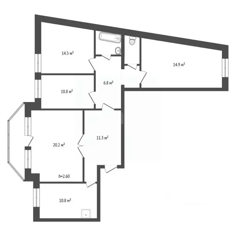 4-к кв. Красноярский край, Красноярск Судостроительная ул., 90 (94.5 ... - Фото 2
