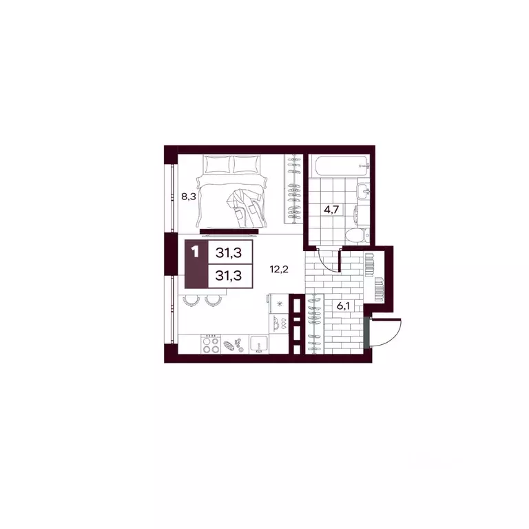 Студия Тюменская область, Тюменский муниципальный округ, д. Дударева ... - Фото 1