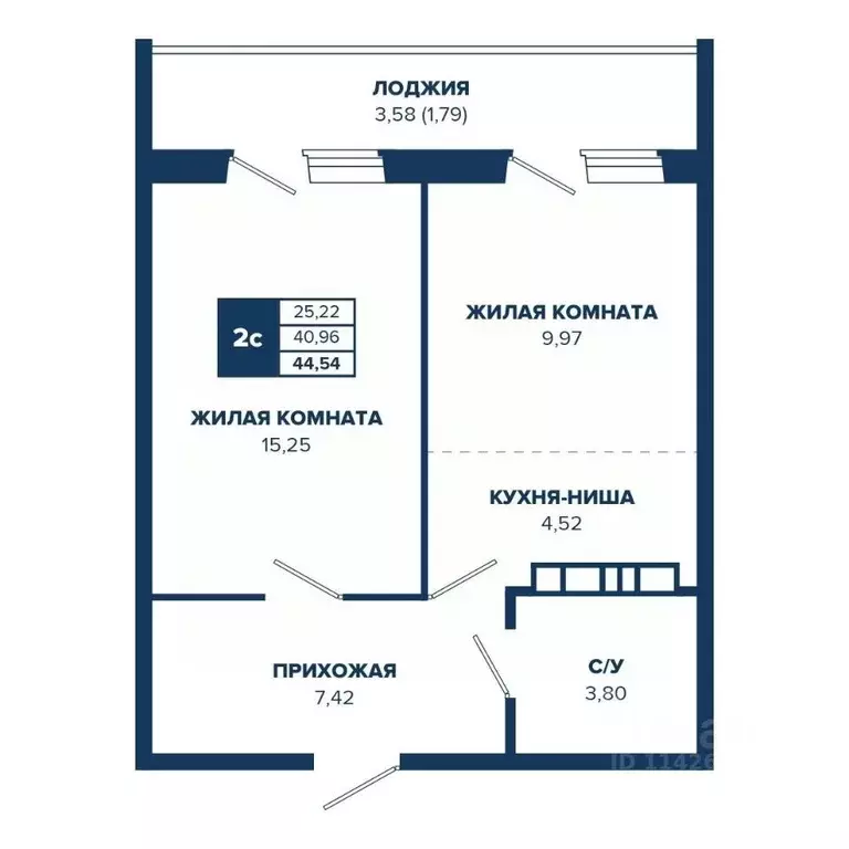 2-к кв. Новосибирская область, Новосибирск Знаменский кв-л,  (44.54 м) - Фото 0