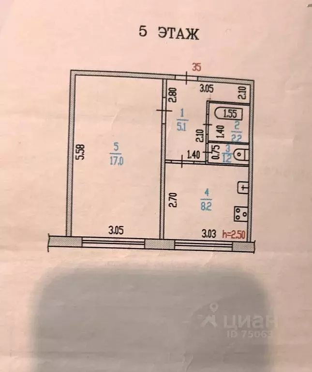 1-к кв. Алтайский край, Барнаул ул. Новосибирская, 38к2 (33.7 м) - Фото 2