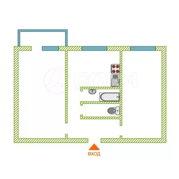 2-комнатная квартира: Тобольск, микрорайон Иртышский, 14 (45 м) - Фото 1