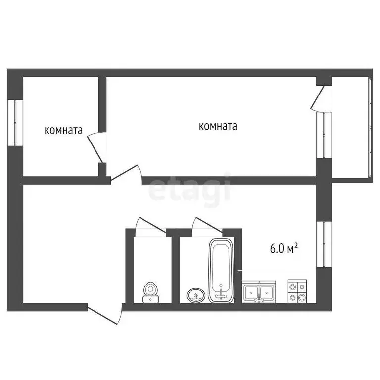 2-комнатная квартира: Клин, улица Карла Маркса, 72 (44 м) - Фото 0