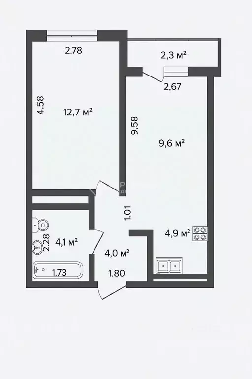 1-к кв. Тюменская область, Тюмень ул. Вице-адмирала Воронцова, 3 (37.6 ... - Фото 2