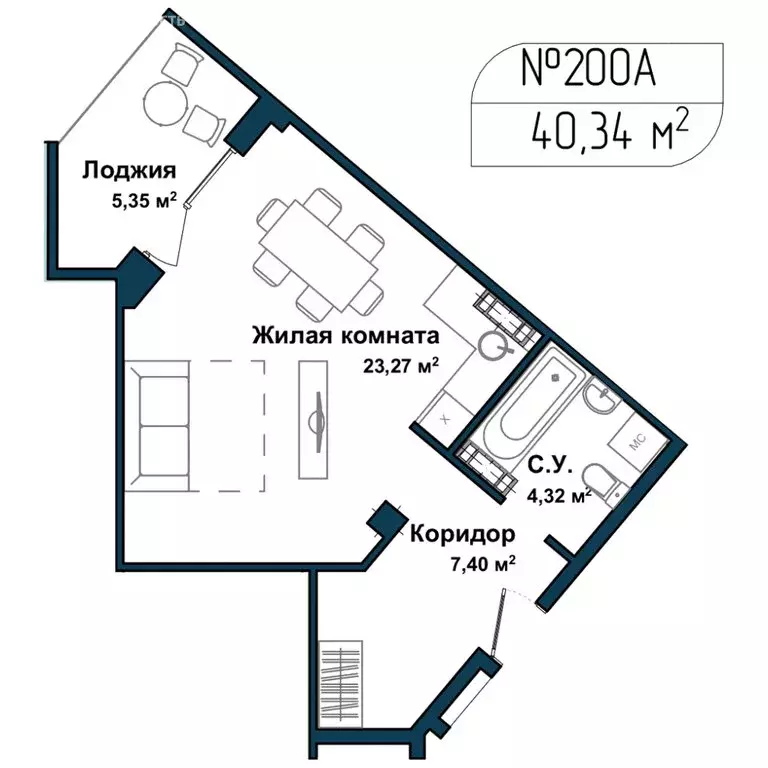 1-комнатная квартира: Севастополь, улица Лётчиков, 10к4 (39.8 м) - Фото 1