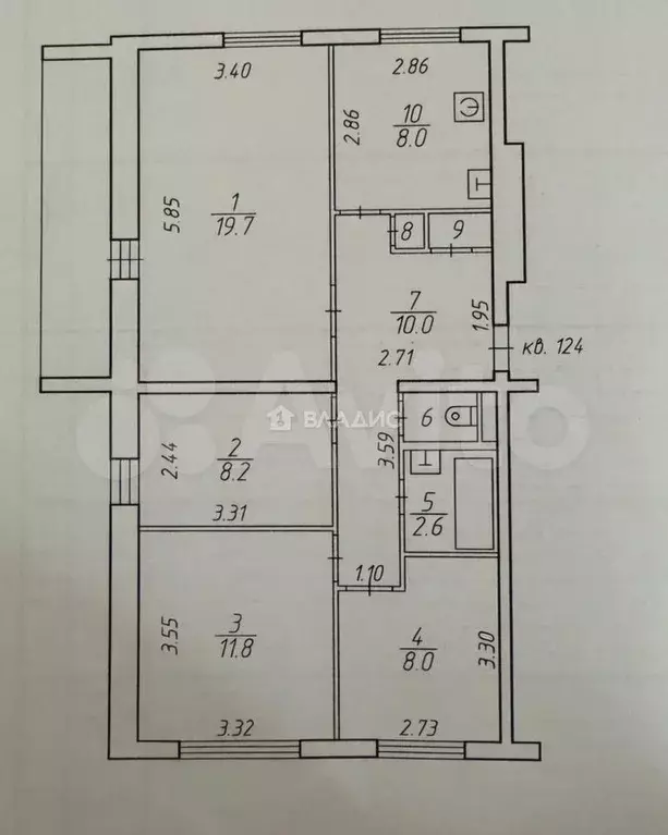 4-к. квартира, 70,2 м, 4/9 эт. - Фото 0