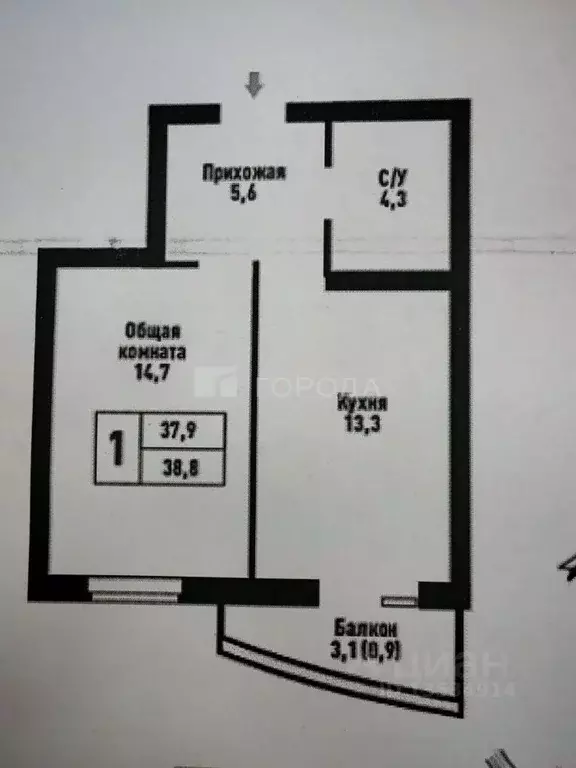 1-к кв. Алтайский край, Барнаул Промышленная ул., 6 (38.8 м) - Фото 2