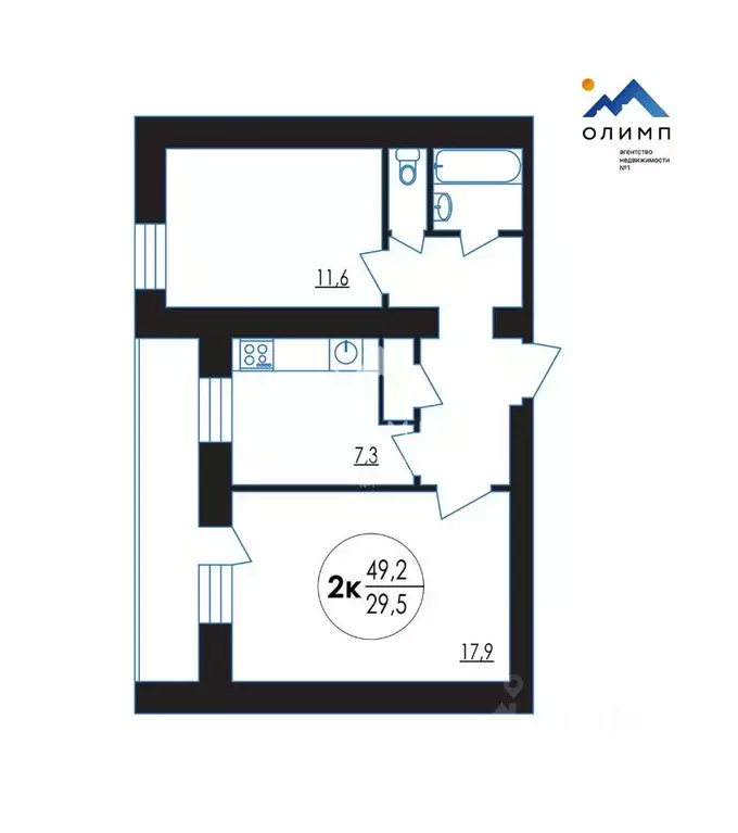 2-к кв. Вологодская область, Вологда Октябрьская ул., 27 (49.2 м) - Фото 2