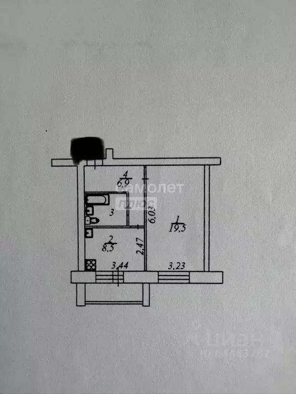 1-к кв. Вологодская область, Вологда Дальняя ул., 20г (39.4 м) - Фото 2