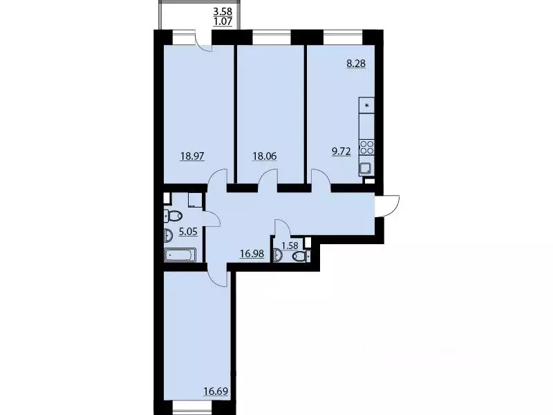 3-к кв. Воронежская область, Рамонский район, Яменское с/пос, пос. ... - Фото 1