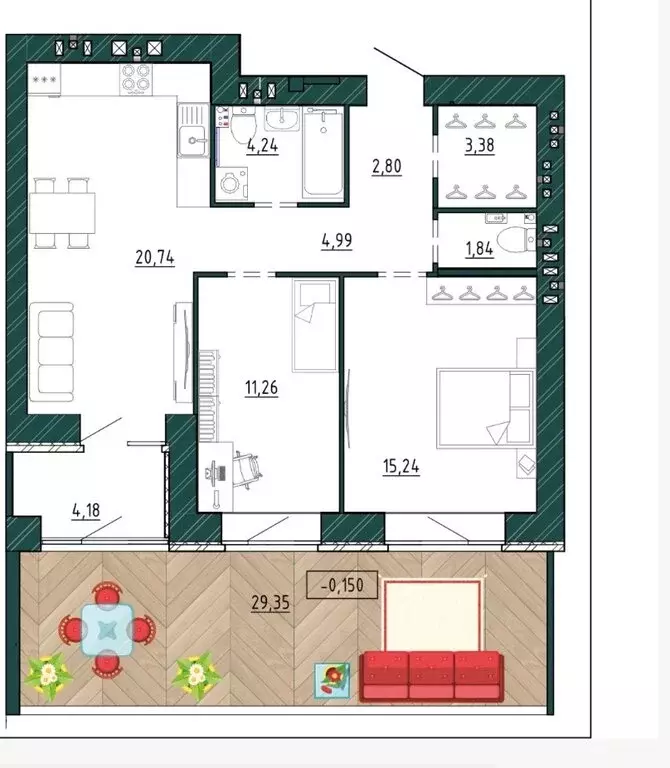 2-комнатная квартира: Брянск, улица Ульянова, 24 (75.39 м) - Фото 0