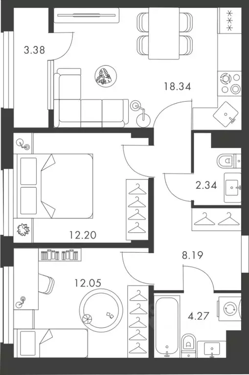 2-к кв. Тульская область, Тула ул. Карпова, 103А (60.77 м) - Фото 0