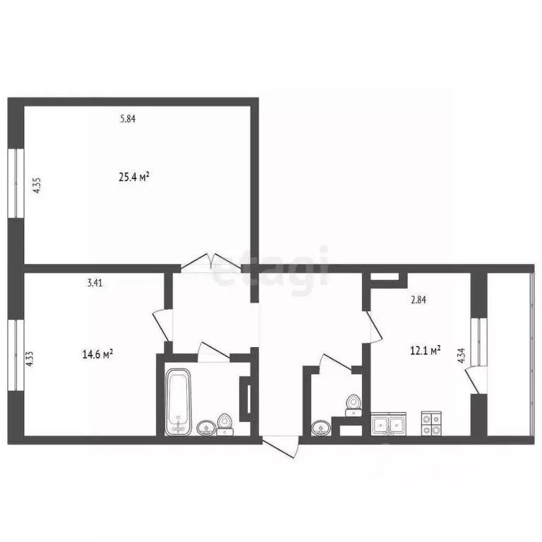 2-к кв. Ямало-Ненецкий АО, Муравленко ул. Нефтяников, 77 (73.5 м) - Фото 2