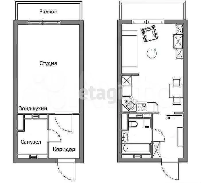 Квартира-студия, 27,5 м, 15/25 эт. - Фото 0