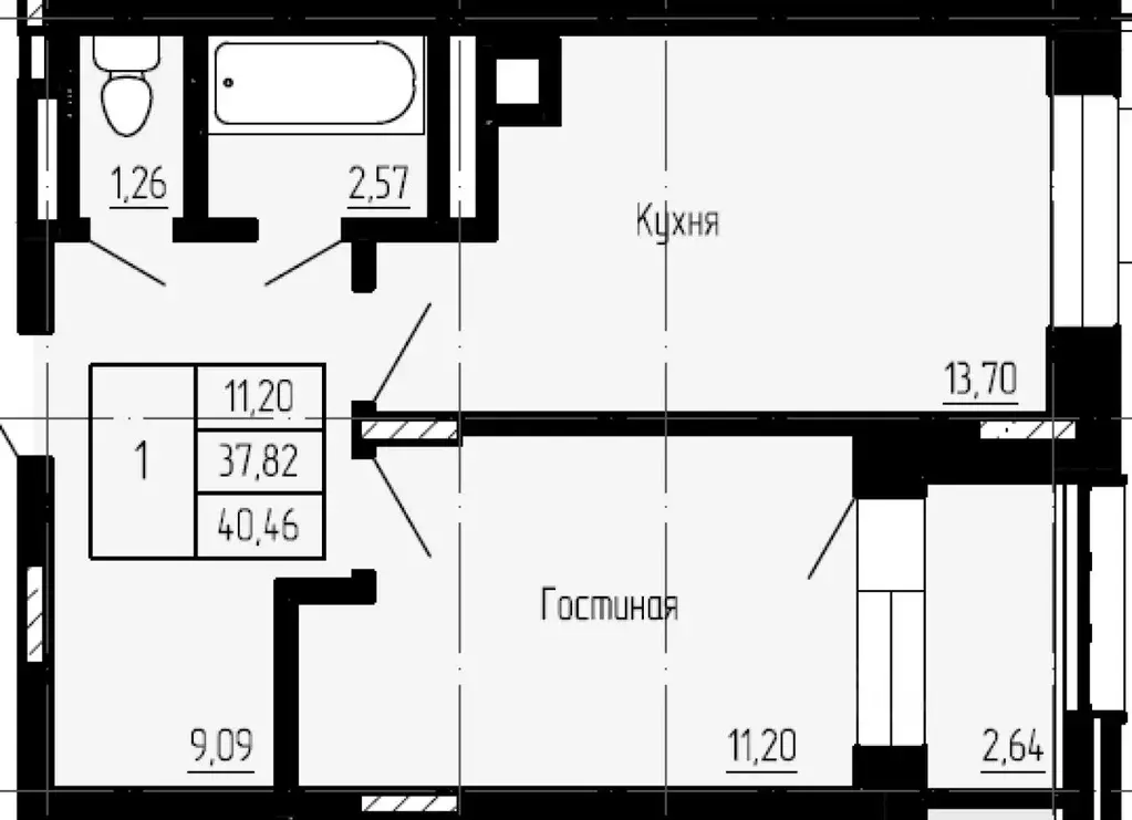 1-к кв. Саха (Якутия), Якутск 16-й кв-л,  (40.46 м) - Фото 1