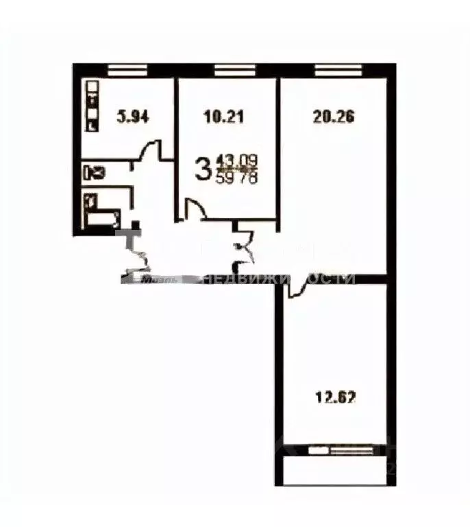 3-к кв. Москва ул. Пестеля, 2 (59.7 м) - Фото 0
