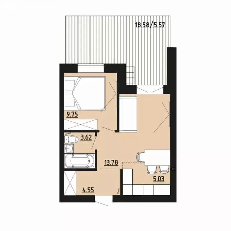 2-комнатная квартира: Челябинская область, Южноуральск (42.3 м) - Фото 1