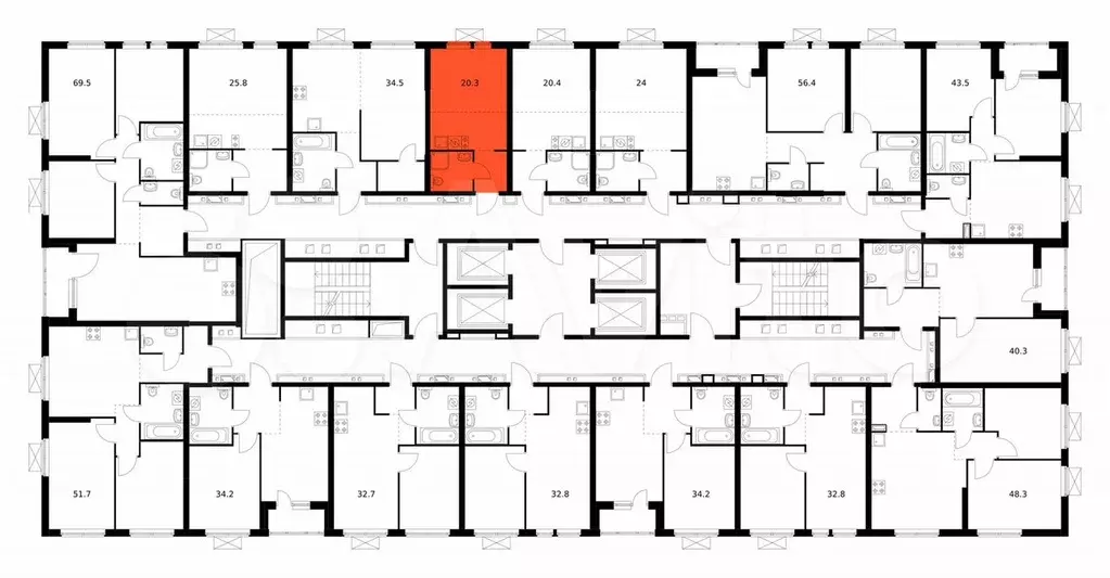 Квартира-студия, 20,3 м, 7/28 эт. - Фото 1