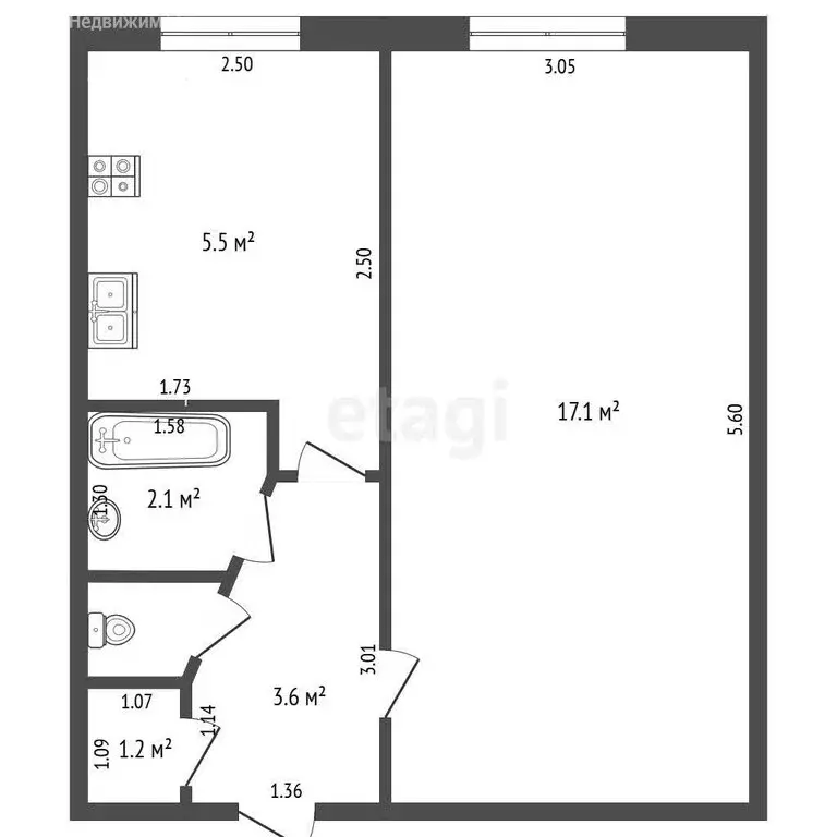 1-комнатная квартира: Стерлитамак, Коммунистическая улица, 27 (30.5 м) - Фото 1