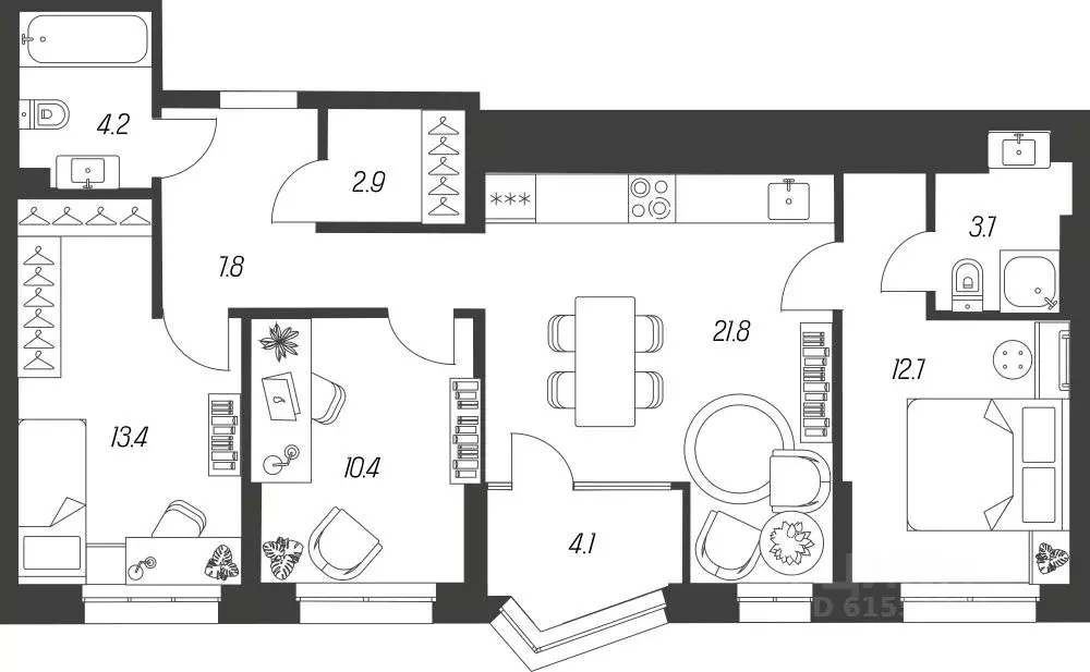 3-к кв. Тульская область, Тула ул. Михеева, 9А (81.0 м) - Фото 0