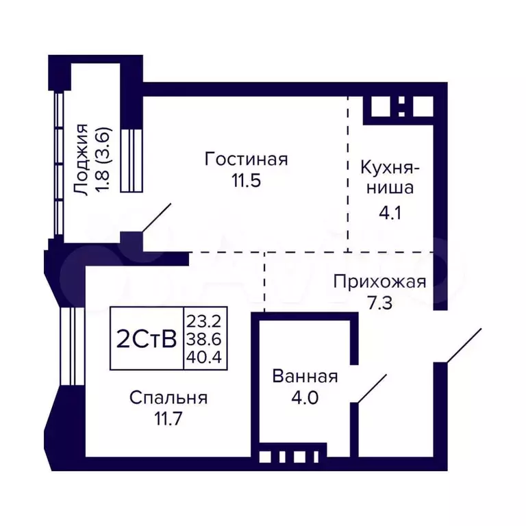 2-к. квартира, 40,4 м, 30/30 эт. - Фото 0