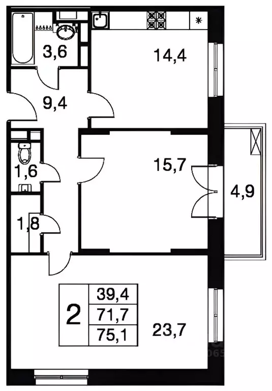 2-к кв. Московская область, Котельники ул. Кузьминская, 5к1 (72.1 м) - Фото 2