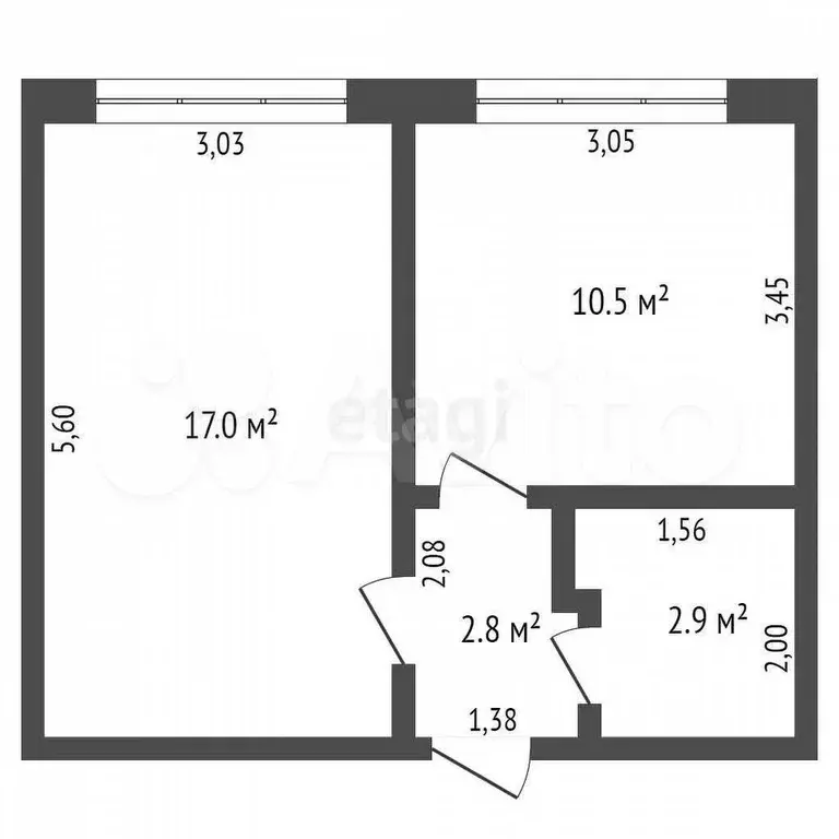 1-к. квартира, 33,4 м, 2/9 эт. - Фото 0